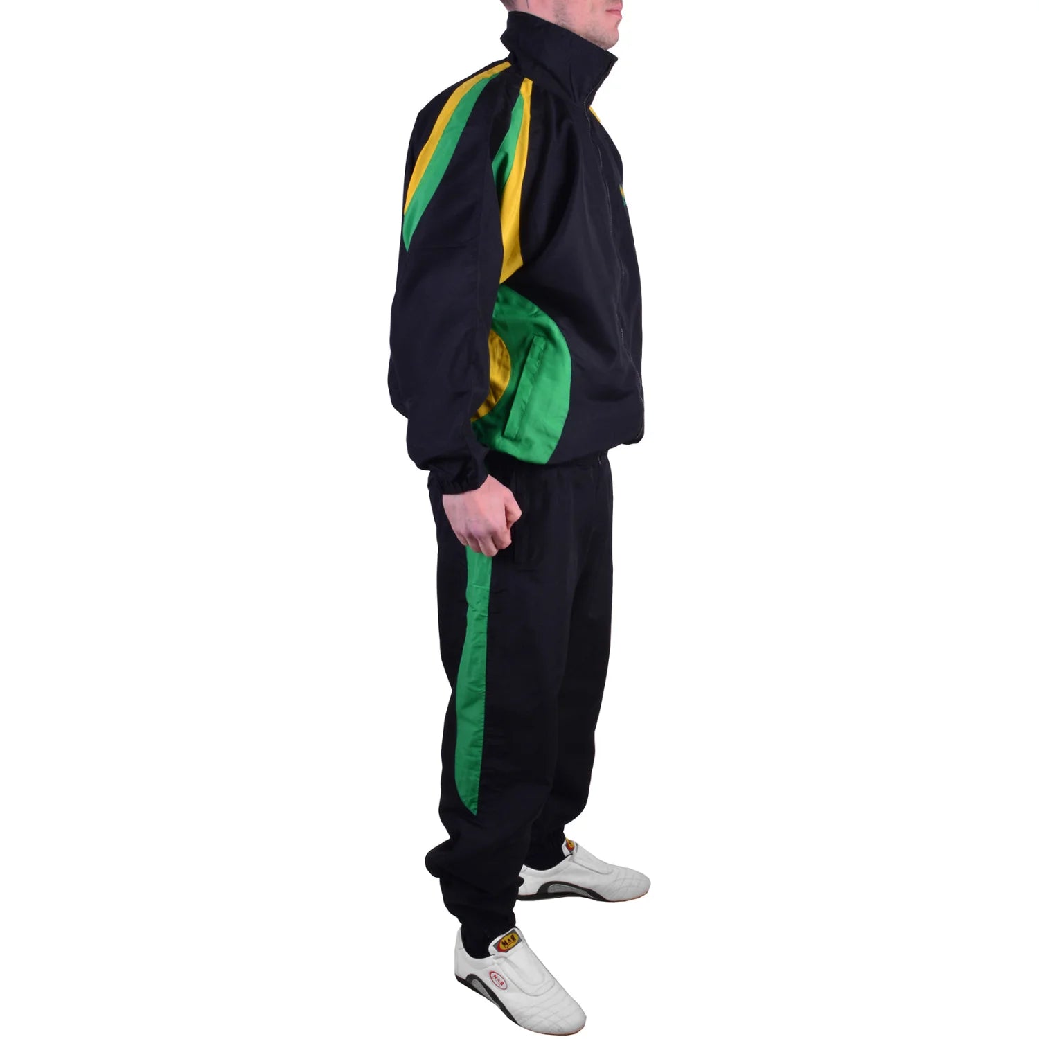 MAR-444 | Black Green & Yellow Vintage Styled Tracksuit - Uniforms