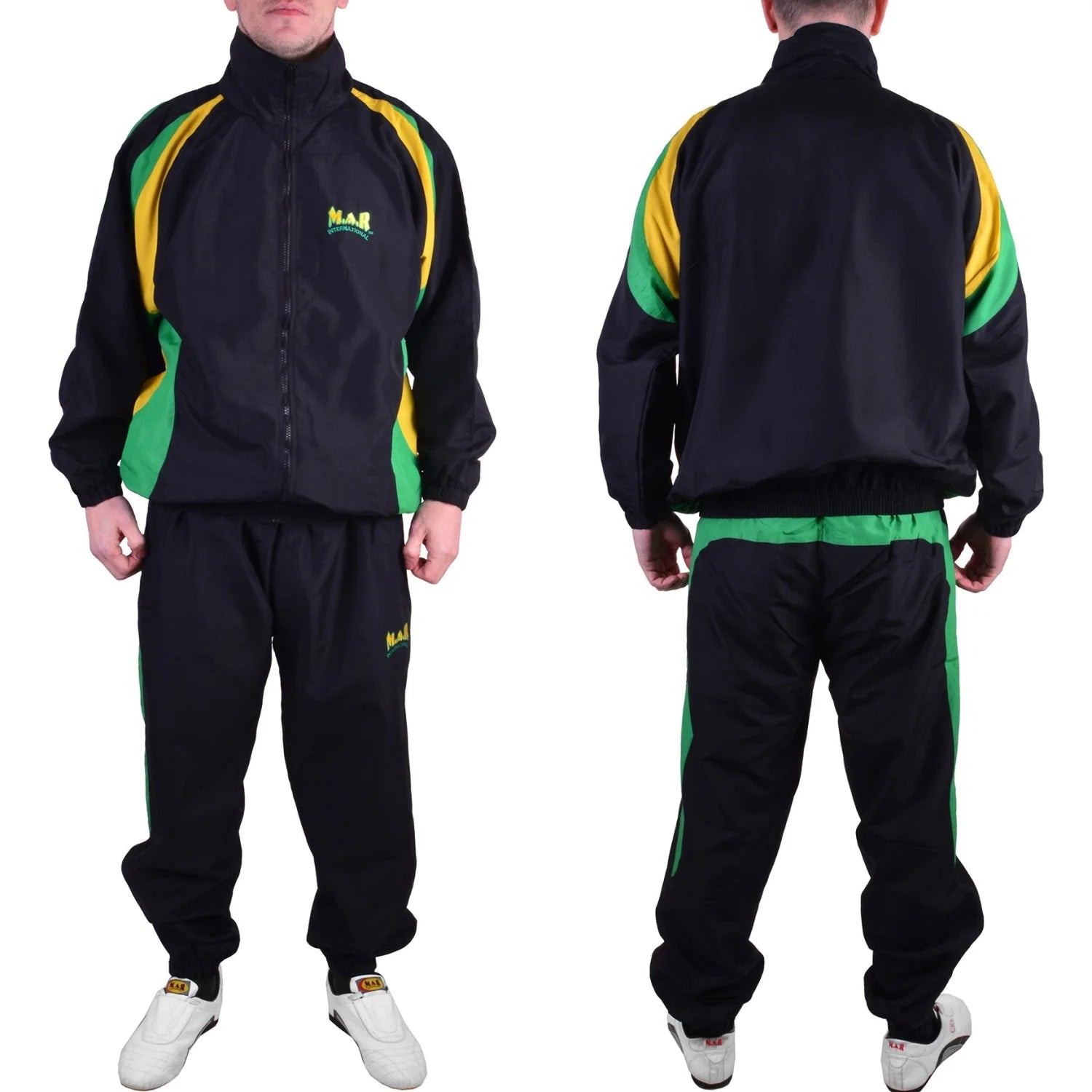 MAR-444 | Black Green & Yellow Vintage Styled Tracksuit - Uniforms