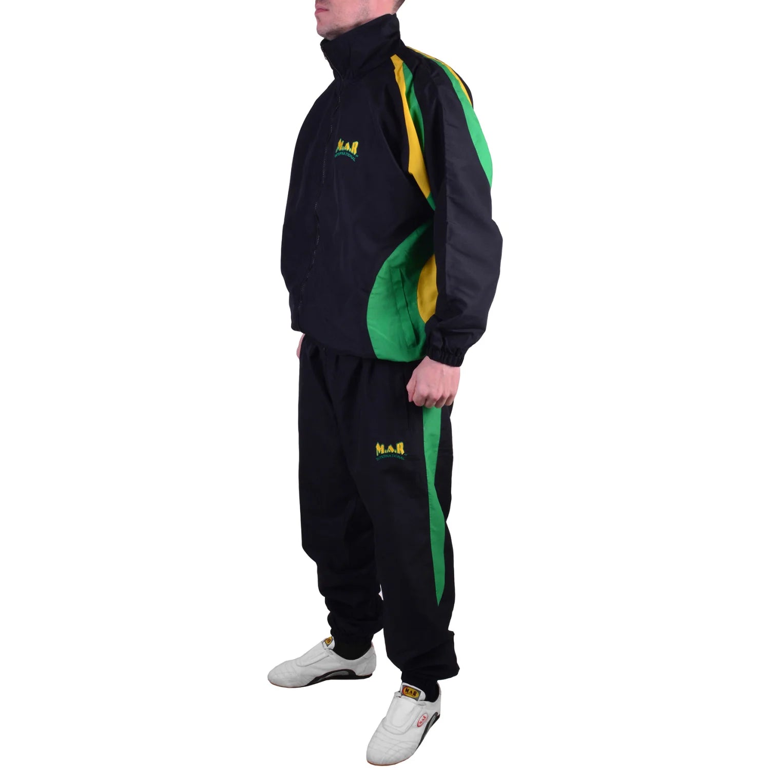 MAR-444 | Black Green & Yellow Vintage Styled Tracksuit - Uniforms