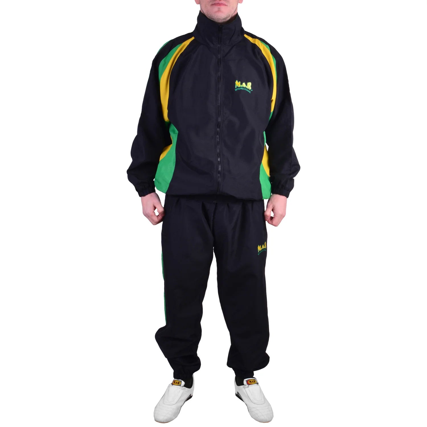 MAR-444 | Black Green & Yellow Vintage Styled Tracksuit - Uniforms