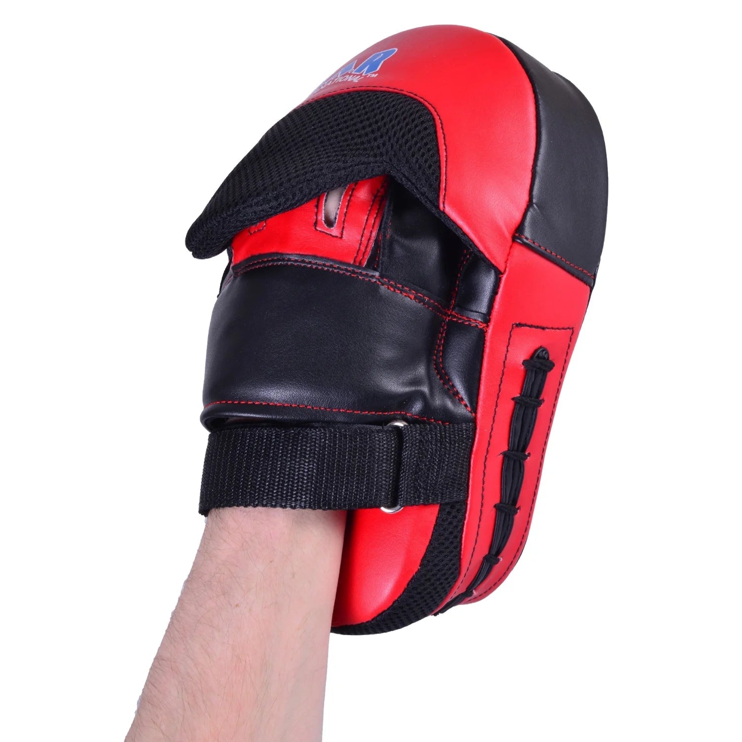 MAR-445A | Red & Black Curved Focus Mitts - Focus Mitts