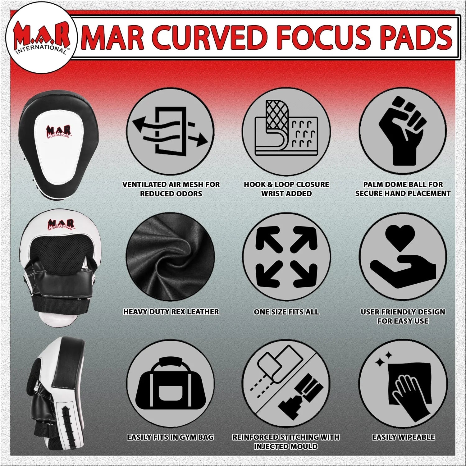 MAR-445D | White & Black Curved Focus Mitts - Focus Mitts