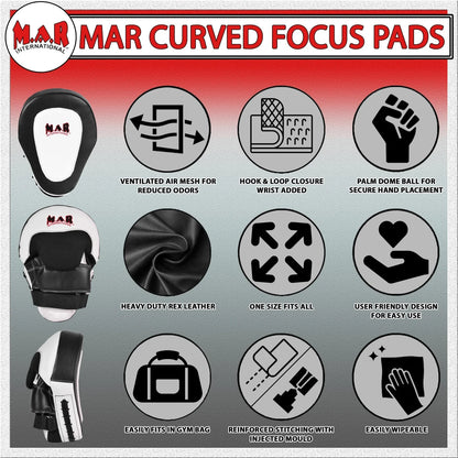MAR-445D | White & Black Curved Focus Mitts - Focus Mitts